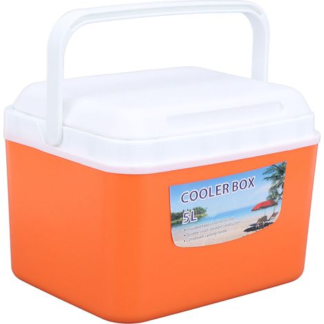Tragbare 5-Liter-Kühlbox, großes Fassungsvermögen, multifunktional, hält Speisen und Getränke frisch, isolierter Hartschalenkoffer für Autoreisen, orange Farbe. (1/5)