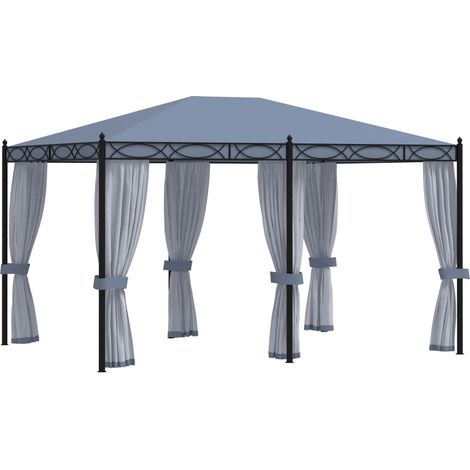 Pavillon mit Mückennetze 3x4 m Anthrazit Stahl