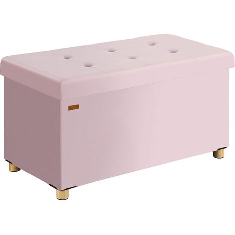 CASARIA® Banc de rangement en velours 76 x 38 x 42 cm Siège Coffre de rangement pliable 100 L salon chambre couloir  Rosa M (de) (1/5)