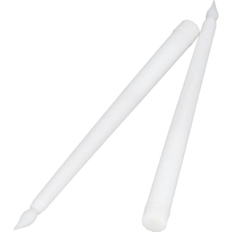 Lot de 2 bougies coniques LED sans flamme, alimentées par piles, pour fêtes, mariages, anniversaires, coque blanche (1/5)