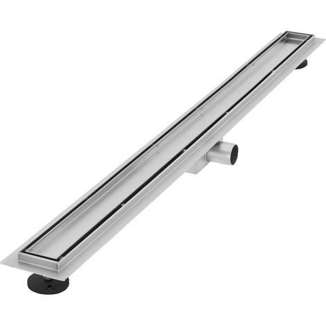 LuxeBath Canal de Ducha Desagüe 100mm Plateado 2en1 Extraplano Acero Inóxidable Fijación a Suelo Sumidero Sifón Doble Cara Autolimpiante con Tope para Olores y Colador de Pelo Alcantarillado para Baño