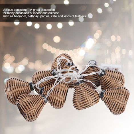 10Pcs Guirlande Lumineuse LED Boules en Rotin pour Décoration Mariage et Maison (1/5)