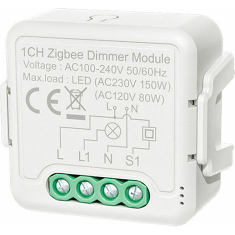 Green Mobility- Smart Dimmer Module Application Telecommande Controle Vocal Controle De Synchronisation Partage Compatible Avec Alexa Echo Google Accueil Pour Home Bureau, Blanche, Dimmer Switch & 1 W (1/5)