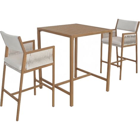 [NEUWERTIG] Set Bartisch + 2x Barhocker HHG-156, Barstuhl Stehtisch, Polyrattan Olefin (210 g/m²) weiß (1/5)