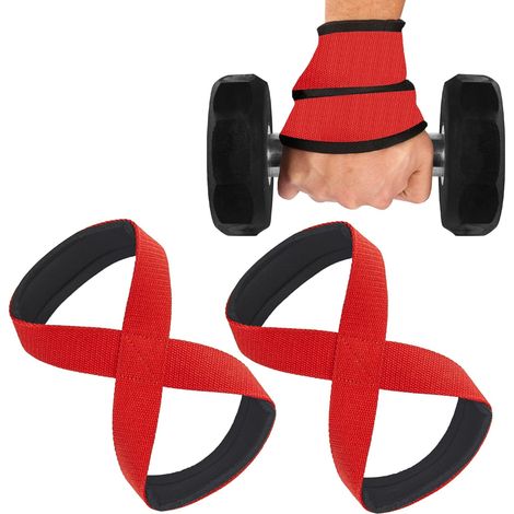 8 Sangle De Tirage Musculation, Sangles d'haltérophilie Rembourrées, Gym Levage Support de Poignet Bandage, Antidérapante, pour haltérophilie, Soulevé de Terre, Poignets (1/5)