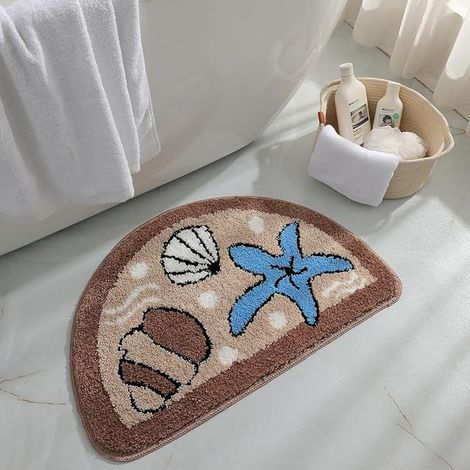 Rutschfester und saugfähiger Badteppich für das Badezimmer, schmutzabweisende Fußmatte für den Eingang, maschinenwaschbar, Teppich aus weichem Kunstfell-Polar – 50 x 80 cm (6 Sommermotive)-lsw