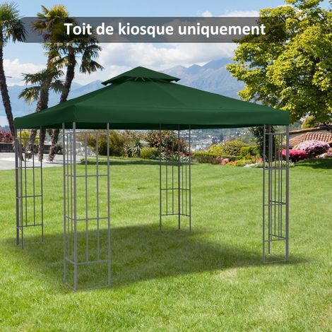 Toit de Remplacement pour Gazebo de Jardin Toile de Rechange pour pavillon tonnelle Tente 3 x 3 m foncé Vert