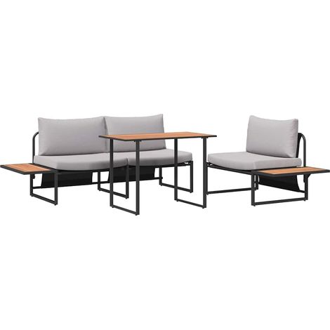 Conjunto de Comedor de Jardín 3 pcs Gris Claro Acero vidaXL (1/5)