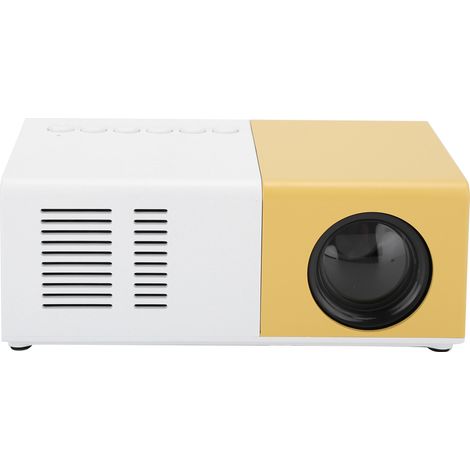 Mini projecteur portable J9, lecteur multimédia vidéo LED pour home cinéma, avec support, 100-240 V, blanc et jaune, prise UE