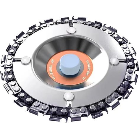 Kettensägenscheibe, geeignet für 4-Zoll- oder 4-1/2-Zoll-Winkelschleifer, 5/8-Zoll-Spindelbohrung, verchromt und verstärkt, zum Formen und Schneiden (orange, 4 Zoll, 22 Zähne).
