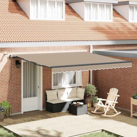 vidaXL Tenda retrattile Beige 400 × 350 cm Poliestere (1/5)