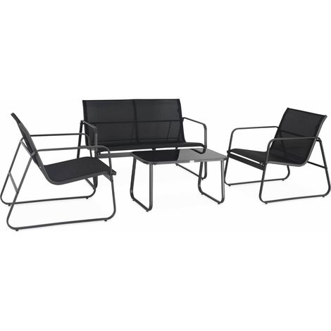 4-seater metal garden furniture set Anthracite 77x114x76 cm - Silvi