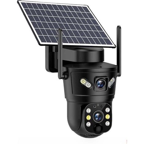 Caméra 4G Solaire à Double Objectif PIR avec détection Humaine, Vision Nocturne, étanche, caméra de sécurité IP 8 MP 4K, Batterie, Moniteur CCTV(No Card) (1/5)