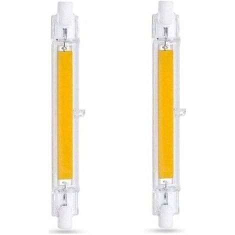 Ampoule LED R7S 118mm 10W BlaChaud 3000K, 1000LM, Équivalent Lampe Halogène R7S J118 80W 100W, Non-dimmable, Ampoule R7S 118mm Slim COB LED pour Applique Murale/Lampadaire, lot de 2 [Classe (1/4)