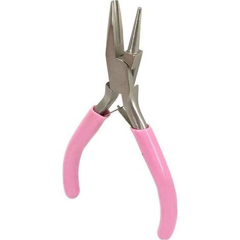 Pinces de précision pour bijouterie DIY – 1 pièce, 4,5 pouces, poignées roses, embouts concaves pour boucles de fil (1/4)