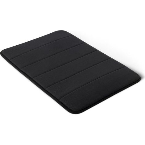 Tapis de Bain Antidérapant en Mousse à Mémoire de Forme, Ultra Doux et Absorbant, Séchage Rapide, Lavable en Machine, 43x61 cm, Noir pour Salle de Bain et Douche