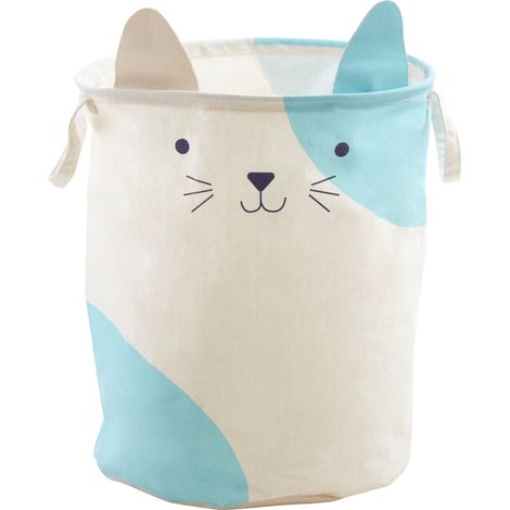 Premier Housewares Cat Face Laundry Bag Collapsible Laundry Basket With Handles Foldable Laundry Storage Basket Organiser Basket For Kids And Adults 38 x 48 x 38 (1/2)
