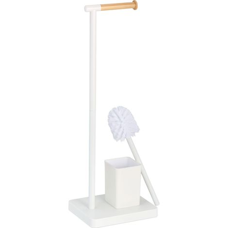 Piantana portarotolo e scopino WC igienica 66,5 x 23 x 18 cm design moderno in acciaio inox argentato 130015462