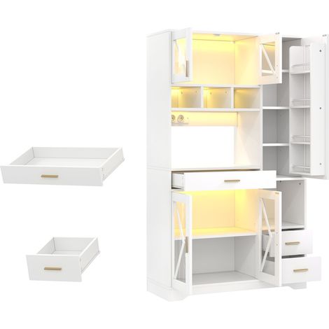 Armoire de cuisine dans le style de la grange. C’est une armoire haute, utilisée pour ranger des objets divers. L’armoire dispose de compartiments réglables en hauteur (1/5)