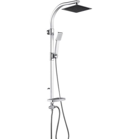 Colonne De Douche - Acier Inoxydable - 47x20x106cm - Douche Tete 200x200mm - Douchette 87x64mm - Tuyau 150cm - 1 Piece