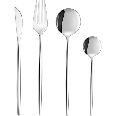 set couverts de table 6 personnes, ensemble de couverts inox 24 pièces, Comprend des couteaux/fourchettes/cuillères, fini mat et lavable au lave-vaisselle, facile à nettoyer (1/5)