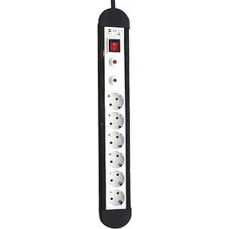 Morsettiera 6 prese Interruttore+filo 1,5m NERO