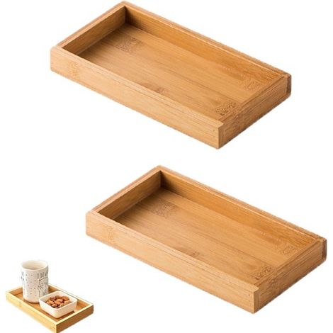 Set da 2 pezzi: lettiera per criceti, ciotola per gatti, mini ciotola, vassoio in bambù, colore legno naturale, scatola portaoggetti in bambù, 11 x 20 x 2,5 cm, scatola portaoggetti in bambù Osaka (1/5)