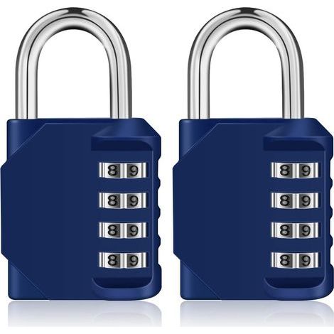 Cadenas Code Casier, 4 chiffre Cadena a combinaison pour vestiaire sport, scolaire, college, exterieur Serrure a numero pour portail, abri de jardin (2 pièces, bleu) (1/5)