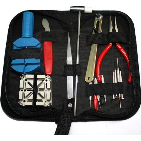 16-teiliges Uhrenreparatur-Werkzeugset, Heim-Uhrenreparatur-Werkzeugset, Demontage und Schneiden von Uhrengehäuseböden. (1/4)