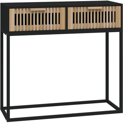 vidaXL Konsolentisch schwarz 80x30x75 cm aus Ingenieurholz und Eisen