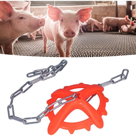 [Juguete para lechones] + Juguete anti-mordeduras con anillo + Cadena robusta y ajustable hecha de plástico y hierro galvanizado + Promueve la atención de los animales para una reproducción apropiada  (1/5)