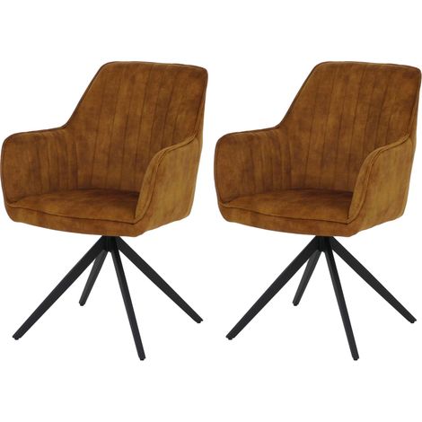 Lot de 2 chaises de salle à manger HWC-L79, chaise de cuisine avec accoudoirs pivotants et mécanisme (1/2)