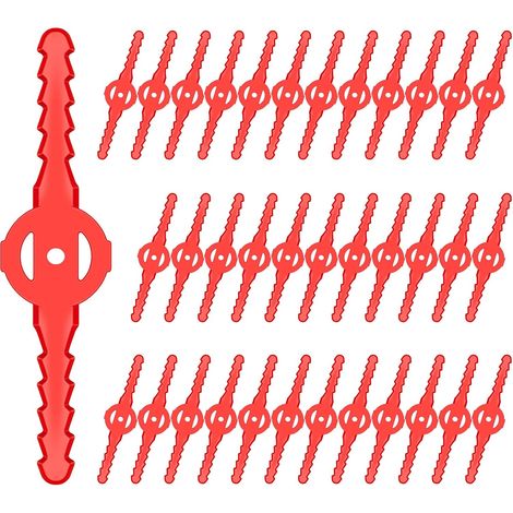 Juego de 36 cuchillas para cortacésped, cuchillas de plástico de repuesto, cuchillas para desbrozadora, accesorios para cortacésped, apto para cortacéspedes inalámbricos y jardines (rojo) (1/5)