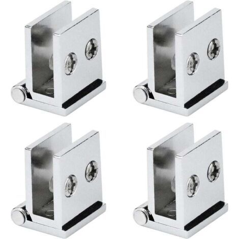Lot de 4 Charnière pour Porte en Verre, Angle Ouverture 0° Charnières de Serrage de Meuble de Cuisine, Vitrine, Douche, pour Verre Epaisseur de 5 mm