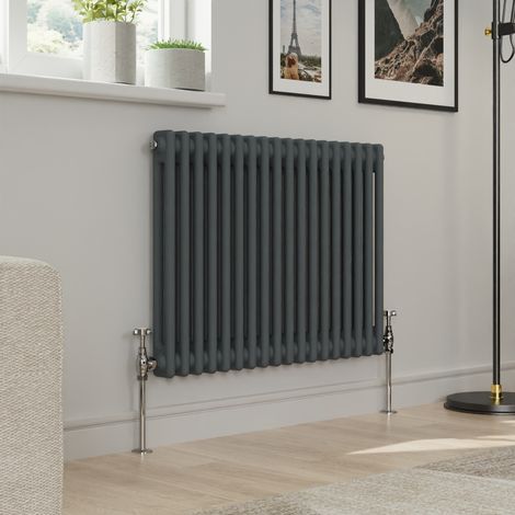Warmehaus Traditional Double Column Anthracite Radiator Cast Iron Style Radiators 600x830mm