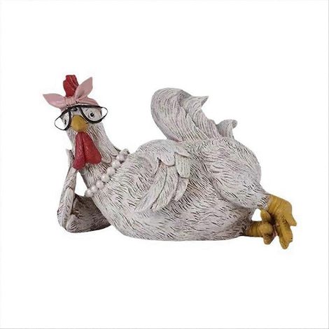 Figurine décorative amusante en résine représentant un coq et une poule, à utiliser à la maison ou à fixer au bureau. (1/5)