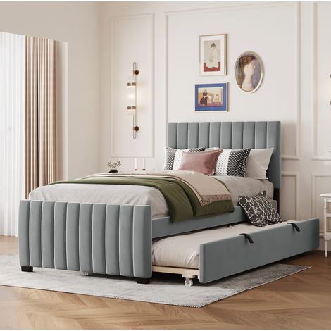 MEUBLIV Bettgestell 90x190 cm Grau – mit Ausziehbett, ohne Matratze (1/5)