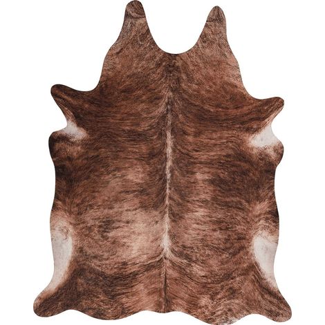 Tapis imitation fourrure marron motif peau de vache - marron chocolat et caramel naturel (1/3)