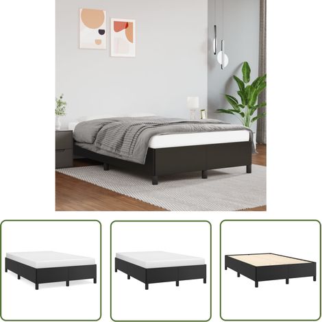 The Living Store Bettgestell Schwarz 120x200 cm Kunstleder - Schlafzimmermöbel - Bettgestell - Doppelbett - Kunstlederbett - Schwarzes Bett (1/5)