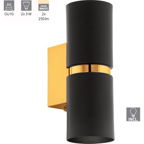Eglo Passa Lampada da Parete GU10, 6.6 W, Nero/Oro (1/4)
