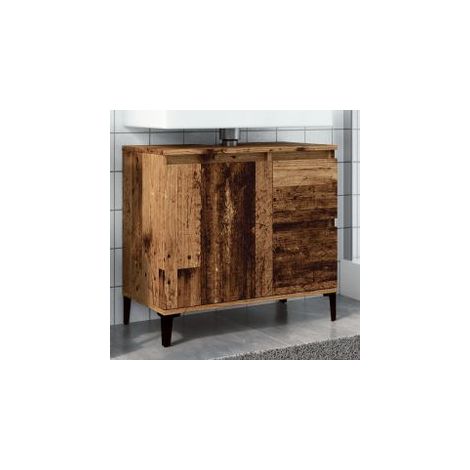 Armoire lavabo vieux bois 65x33x60 bois d'ingénierie