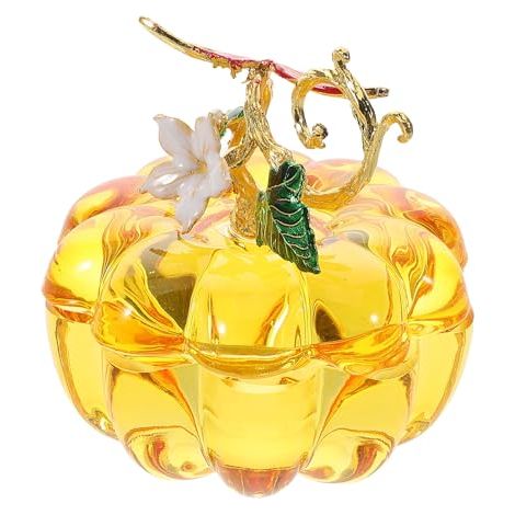 Boîte à Bijoux Créative Couvercle Jaune de Citrouille en Verre Protection Polyvalente Décoration Intérieure pour Bijoux pour Salon ou Bureau (1/5)