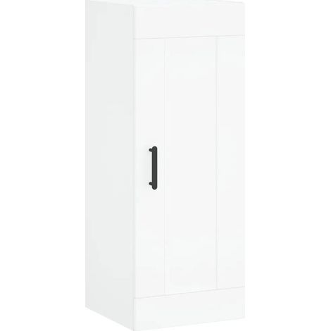 Elegante pensile di design con vano contenitore 34,5 x 34 x 90 cm realizzato in legno composito bianco 020048952