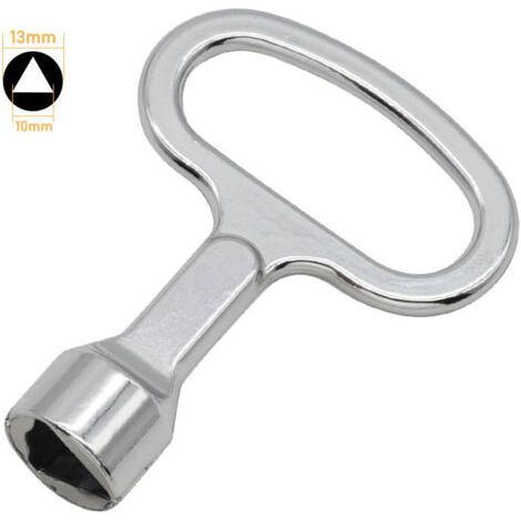 Clé triangle poubelle 9mm en alliage de zinc – Pour poubelles jaunes et vannes électriques – Mousqueton inclus pour trousseau