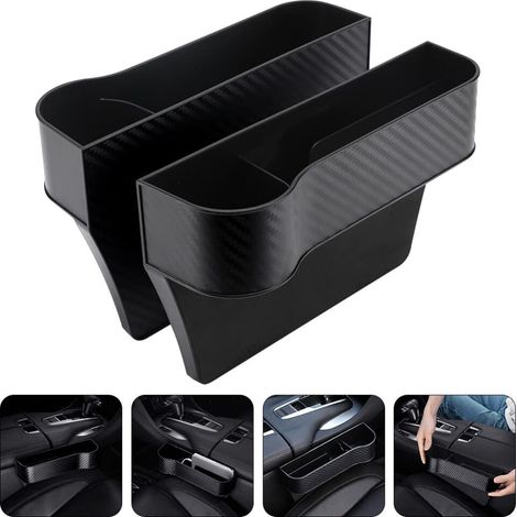 2 Pièces Siège Espace Boîte De Rangement avec Porte-Gobelet Côté Console Centrale Pochettes Supplémentaires Auto Accessoires