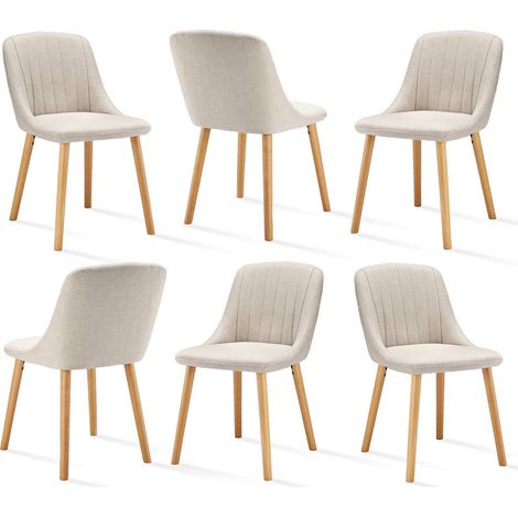 Goeurvant Moderne Esszimmerstühle mit dicker Sitzpolsterung, ergonomischer Rückenlehne und Holzbeinen, Stil und Komfort in einem - 6er Set - Beige