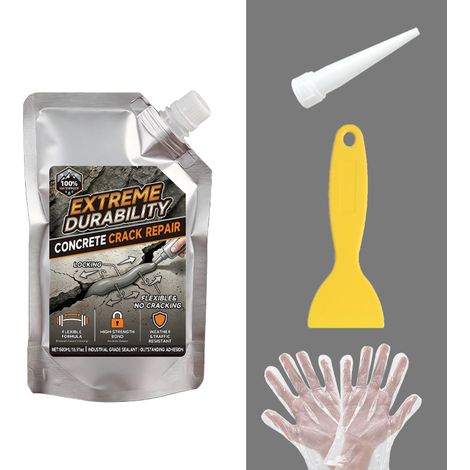 Enduit de réparation de fissures de béton, gris, 200 ml, imperméable, élastique, résistant, pour joints de dilatation, routes et sols (1/5)