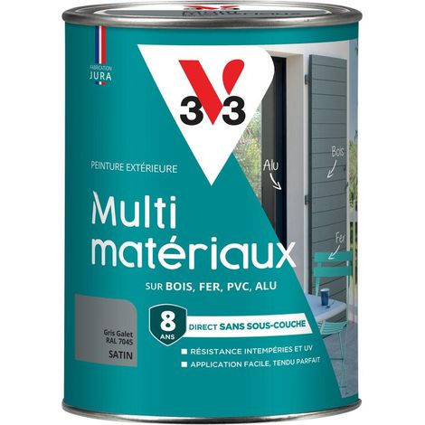 Peinture extérieure Multi-matériaux V33 Gris galet RAL 7045 Satin 1,5L (1/5)