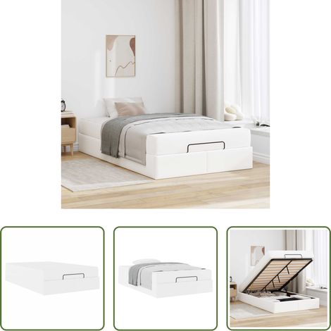 vidaXL PVC -  Bettgestell mit Matratze mit Matratze 2 pcs Weiß PVC