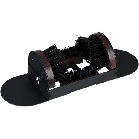Relaxdays Gratte-pieds avec brosses tout autour, paillasson extérieur, poils robustes, fixation au sol, noir/marron (1/5)